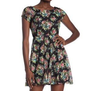 Love Squared Floral Lace Fit & Flare Mini Dress
